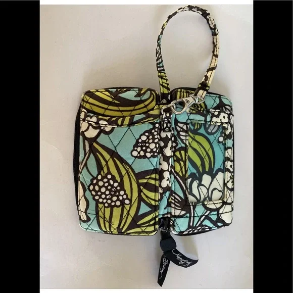 VERA BRADLEY Zip Wallet Coin Purse Key Fob Blue Green Black Floral - Picture 5 of 7